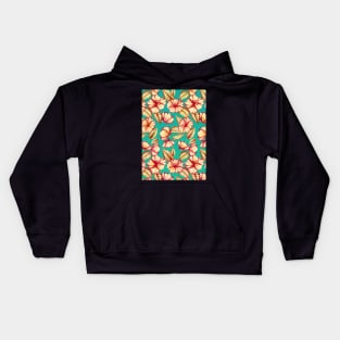 Rust & Teal Floral Pattern Kids Hoodie